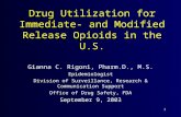1 Drug Utilization for Immediate- and Modified Release Opioids in the U.S. Gianna C. Rigoni, Pharm.D., M.S. Epidemiologist Division of Surveillance, Research.