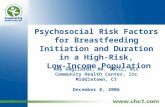 Amy Gagliardi, MA, IBCLC, RLC Community Health Center, Inc Middletown, CT December 8, 2006 Psychosocial Risk Factors for Breastfeeding Initiation and Duration.