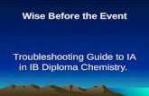 Wise Before the Event Troubleshooting Guide to IA in IB Diploma Chemistry.