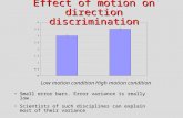 Effect of motion on direction discrimination Small error bars. Error variance is really low.Small error bars. Error variance is really low. Scientists.