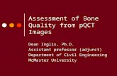 Assessment of Bone Quality from pQCT Images Dean Inglis, Ph.D. Assistant professor (adjunct) Department of Civil Engineering McMaster University.