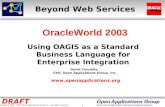 Copyright © 1995 - 2003 Open Applications Group, Inc. All rights reserved 1 DRAFT Beyond Web Services Using OAGIS as a Standard Business Language for Enterprise.
