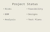 Project Status Risks BOM Analysis Feasibility Designs Test Plans.