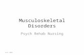 Musculoskeletal Disorders Psych Rehab Nursing Fall 2009.