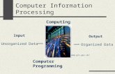 Computer Information Processing Input Output Unorganized Data Organized Data Computing  Computer Programming.