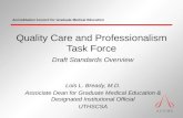 Accreditation Council for Graduate Medical Education Quality Care and Professionalism Task Force Draft Standards Overview Lois L. Bready, M.D. Associate.