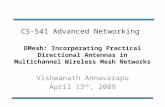 CS-541 Advanced Networking DMesh: Incorporating Practical Directional Antennas in Multichannel Wireless Mesh Networks Vishwanath Annavarapu April 13 th,