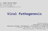Viral Pathogenesis Dr. Luka Cicin-Sain Dep. Of Vaccinology, HZI Tel. 0531 6181 4616 Luka.cicin-sain@helmholtz-hzi.de Teaching Material: Principles of Virology.