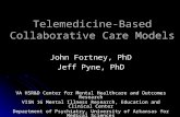 Telemedicine-Based Collaborative Care Models John Fortney, PhD Jeff Pyne, PhD VA HSR&D Center for Mental Healthcare and Outcomes Research VISN 16 Mental.