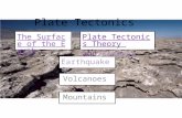 Plate Tectonics The Surface of the Earth Earthquakes Volcanoes Plate Tectonics Theory Plate Tectonics Theory and PangaeaPangaea Mountains.