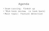 Agenda Seam-carving: finish up “Mid-term review” (a look back) Main topic: Feature detection.
