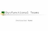 Dysfunctional Teams Instructor Name. Learning Objectives Describe types of conflict and various management approaches Use a basic framework to problem-solve.