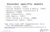 Panic (Clark, 1986) Social Phobia (Clark & Wells, 1995) Health Anxiety (Salkovskis & Warwick, 1986) OCD (Salkovskis, 1994) GAD (Wells, 1997) PTSD (Ehlers.