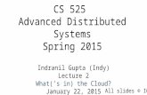 CS 525 Advanced Distributed Systems Spring 2015 Indranil Gupta (Indy) Lecture 2 What(’s in) the Cloud? January 22, 2015 All slides © IG.