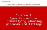 Outcome 7 Symbols used for identifying plumbing pipework and fittings Unit 204: Common plumbing processes.