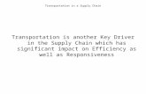 Transportation in a Supply Chain Transportation is another Key Driver in the Supply Chain which has significant impact on Efficiency as well as Responsiveness.