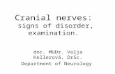 Cranial nerves: signs of disorder, examination. doc. MUDr. Valja Kellerová, DrSc. Department of Neurology.