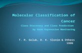 T. R. Golub, D. K. Slonim & Others 1999. Big Picture in 1999 The Need for Cancer Classification Cancer classification very important for advances in cancer.