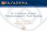 Planning & Community Development Department 55 Fillmore Street Predevelopment Plan Review City Council December 15, 2014.