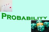 Probability The likelihood that an event will occur. A number from 0 to 1 As a percent from 0% to 100%