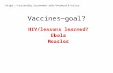 Vaccines—goal? HIV/lessons learned? Ebola Measles .
