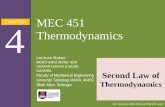 CHAPTER 4 MEC 451 Thermodynamics Second Law of Thermodynamics Lecture Notes: MOHD HAFIZ MOHD NOH HAZRAN HUSAIN & MOHD SUHAIRIL Faculty of Mechanical Engineering.