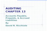 AUDITING CHAPTER 13 Accounts Payable, Prepaids, & Accrued Liabilities By David N. Ricchiute.
