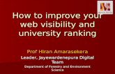Prof Hiran Amarasekera Leader, Jayewardenepura Digital Team Department of Forestry and Environment Science How to improve your web visibility and university.