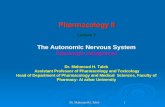 Dr. Mahmoud H. Taleb 1 Pharmacology II Lecture 7 The Autonomic Nervous System Adrenergic antagonists Dr. Mahmoud H. Taleb Assistant Professor of Pharmacology.