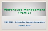 Warehouse Management (Part 2) EGN 5622 Enterprise Systems Integration Spring, 2015.