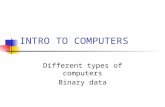INTRO TO COMPUTERS Different types of computers Binary data.