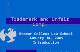 Trademark and Unfair Comp. Boston College Law School January 14, 2009 Introduction.
