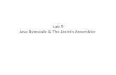 Lab 9 Java Bytecode & The Jasmin Assembler. Java Bytecode javac compiles your java source code into an intermediate set of instruction called the bytecode.