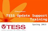 TESS Update Support Training Spring 2015. Training Outcome Complete the TESS cycle with BloomBoard through data use -Law/PD/Protocol -PGP Development.