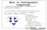 EECC722 - Shaaban #1 lec # 8 Fall 2001 10-3-2001 What is Configurable Computing? Spatially-programmed connection of processing elements Spatially-programmed.