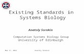10-Jun-15Anatoly Sorokin Existing Standards in Systems Biology Anatoly Sorokin Computation Systems Biology Group University of Edinburgh.