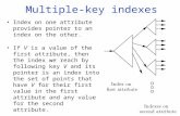 Multiple-key indexes Index on one attribute provides pointer to an index on the other. If V is a value of the first attribute, then the index we reach.
