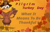 P I l g r I m Turkey Day P I l g r I m Turkey Day What It Means To Be Thankful !