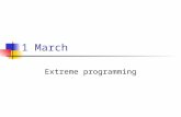 1 March Extreme programming. Presentations Tuesday Campus Tour Sami Says Hawks Thursday Read2Me UNCSET Oral Lab NetVis If helpful, invite your client.