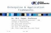 SJSU – CmpE Fall 2002 Enterprise & Application Frameworks Dr. M.E. Fayad, Professor Computer Engineering Department – RM# College of Engineering San José.