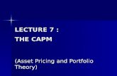 LECTURE 7 : THE CAPM (Asset Pricing and Portfolio Theory)