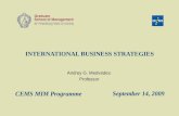 INTERNATIONAL BUSINESS STRATEGIES Andrey G. Medvedev, Professor September 14, 2009 CEMS MIM Programme.