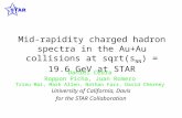 Mid-rapidity charged hadron spectra in the Au+Au collisions at sqrt(s NN ) = 19.6 GeV at STAR University of California, Davis for the STAR Collaboration.