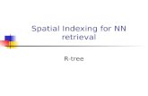 Spatial Indexing for NN retrieval R-tree. R-trees A multi-way external memory tree Index nodes and data (leaf) nodes All leaf nodes appear on the same.