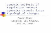 Genomic analysis of regulatory network dynamics reveals large topological changes Paper Study Speaker: Cai Chunhui Sep 21, 2004.