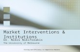 Pricing and Efficiency in Competitive Markets Market Interventions & Institutions Dr. Nikos Nikiforakis The University of Melbourne.