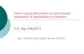 Fermi-Liquid description of spin-charge separation & application to cuprates T.K. Ng (HKUST) Also: Ching Kit Chan & Wai Tak Tse (HKUST)