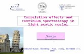 Sonja Orrigo Correlation effects and continuum spectroscopy in light exotic nuclei Unbound Nuclei Workshop, Pisa, Italy, November 3-5, 2008.