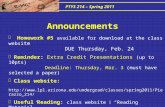 PTYS 214 – Spring 2011  Homework #5 available for download at the class websi te DUE Thursday, Feb. 24  Reminder: Extra Credit Presentations (up to 10pts)