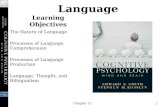 Chapter 12 1 Language The Nature of Language Processes of Language Comprehension Processes of Language Production Language, Thought, and Bilingualism Learning.